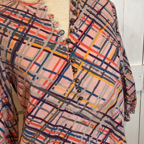 Maeve Anthropologie Bethesda Colorful Flannel Button Top - Picture 2 of 4